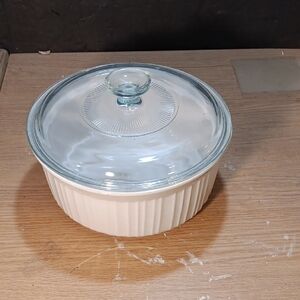 2 1/2 Qt. French White White Casserole Dish Stoneware Corningware